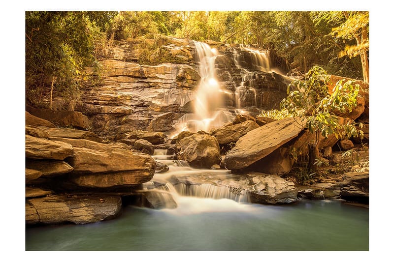 Fototapet Sunny Waterfall 350x245 - Artgeist sp. z o. o. - Inredning & dekor - Väggdekor - Tapeter & tapettillbehör - Fototapeter