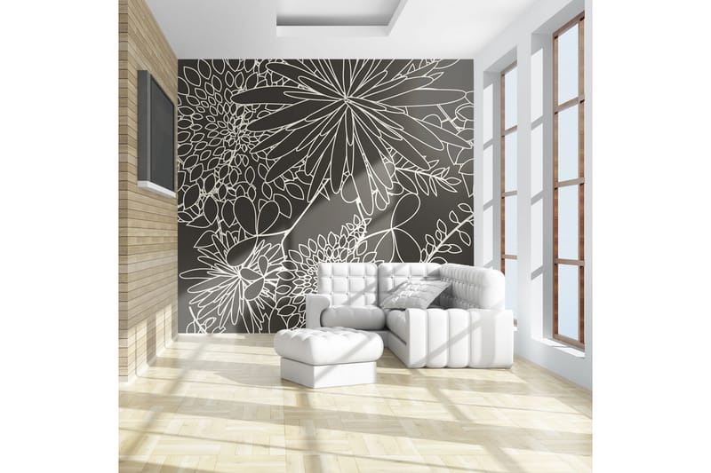 FOTOTAPET Svart Och Vit Blommig Bakgrund 350x270 - Artgeist sp. z o. o. - Inredning & dekor - Väggdekor - Tapeter & tapettillbehör - Fototapeter
