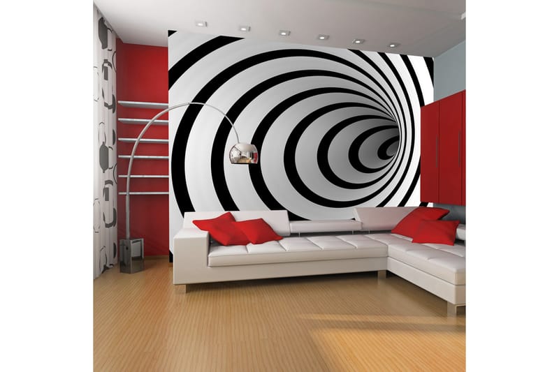 Fototapet Svart Och Vitt 3D Tunnel 400x309 - Artgeist sp. z o. o. - Inredning & dekor - Väggdekor - Tapeter & tapettillbehör - Fototapeter