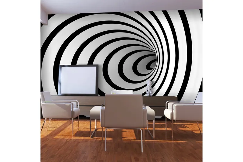 Fototapet Svart Och Vitt 3D Tunnel 450x270, Artgeist sp. z o. o.
