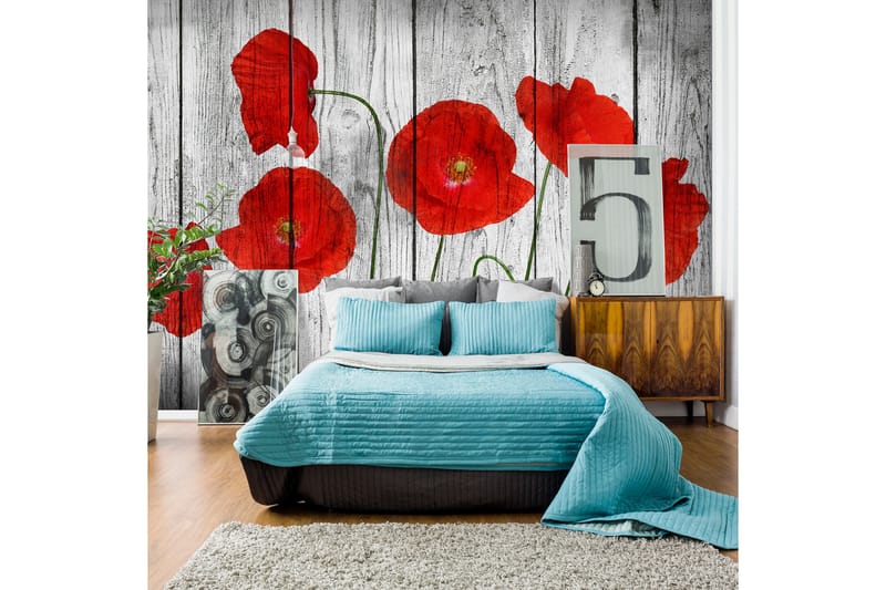 FOTOTAPET Tale Of Red Poppies 200x140 - Artgeist sp. z o. o. - Inredning & dekor - Väggdekor - Tapeter & tapettillbehör - Fototapeter