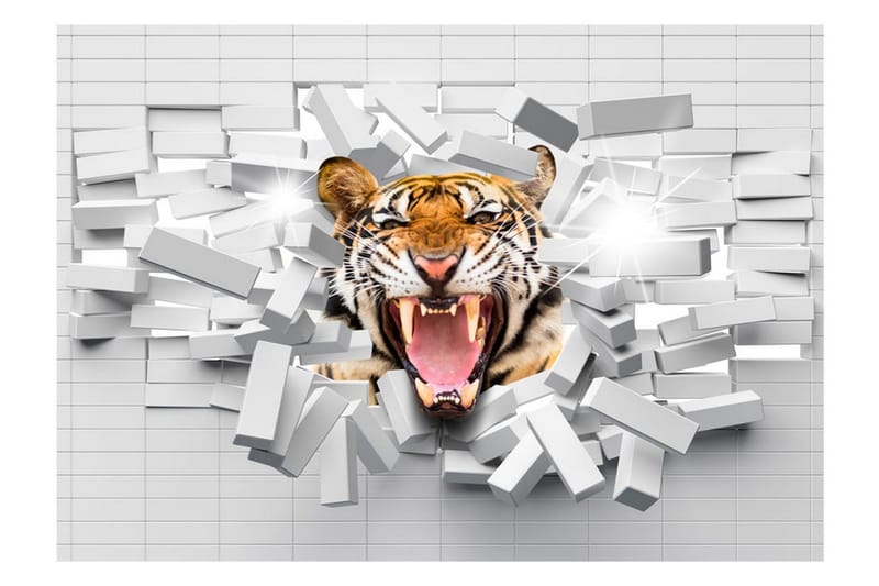 Fototapet Tiger Jump 150x105 - Artgeist sp. z o. o. - Inredning & dekor - Väggdekor - Tapeter & tapettillbehör - Fototapeter