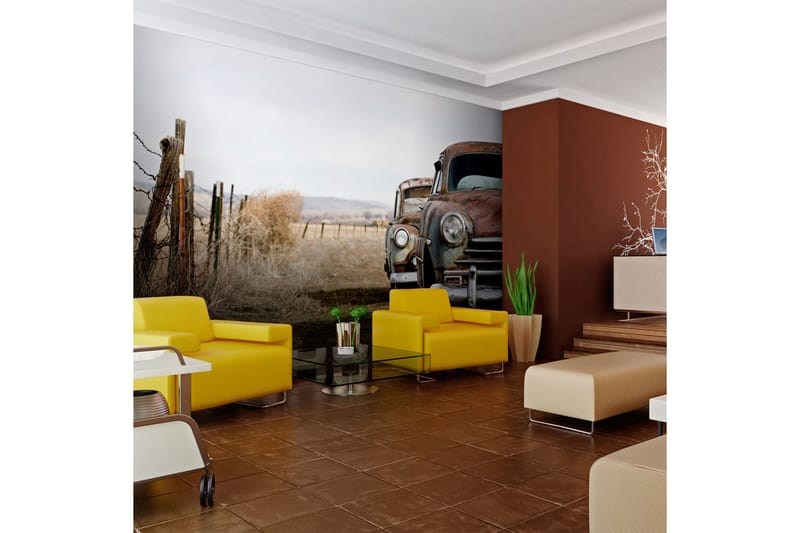 Fototapet Två Gamla Amerikanska Bilar 350x270 - Artgeist sp. z o. o. - Inredning & dekor - Väggdekor - Tapeter & tapettillbehör - Fototapeter