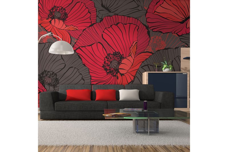 Fototapet Veckat Vallmo 450x270 - Artgeist sp. z o. o. - Inredning & dekor - Väggdekor - Tapeter & tapettillbehör - Fototapeter