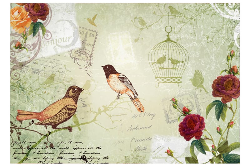 FOTOTAPET Vintage Birds 200x140 - Artgeist sp. z o. o. - Inredning & dekor - Väggdekor - Tapeter & tapettillbehör - Fototapeter