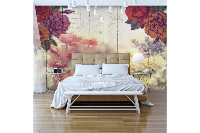 FOTOTAPET Vintage Flowers 100x70 - Artgeist sp. z o. o. - Inredning & dekor - Väggdekor - Tapeter & tapettillbehör - Fototapeter