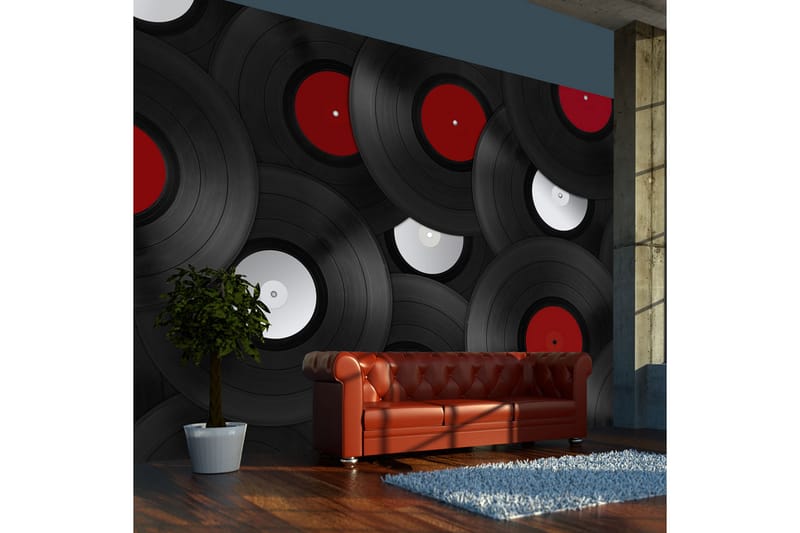 FOTOTAPET Vinyler Retro 250x193 - Artgeist sp. z o. o. - Inredning & dekor - Väggdekor - Tapeter & tapettillbehör - Fototapeter
