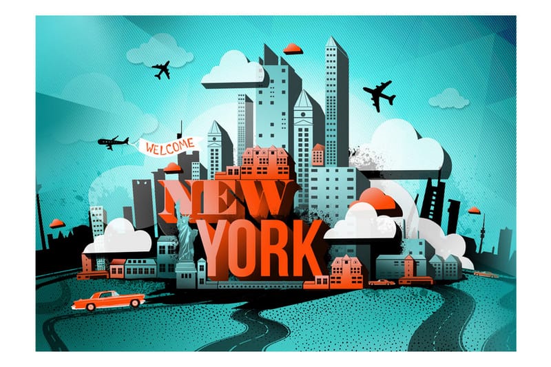 FOTOTAPET Welcome New York 300x210 - Artgeist sp. z o. o. - Inredning & dekor - Väggdekor - Tapeter & tapettillbehör - Fototapeter