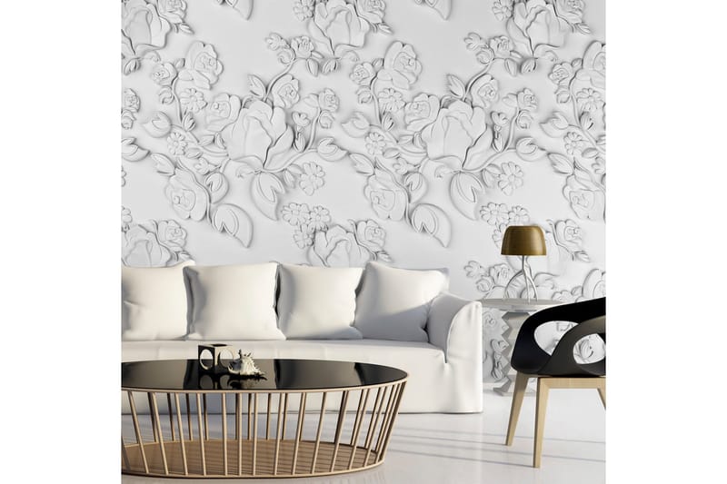 Fototapet White Ornament Roses 300x210, Artgeist sp. z o. o.