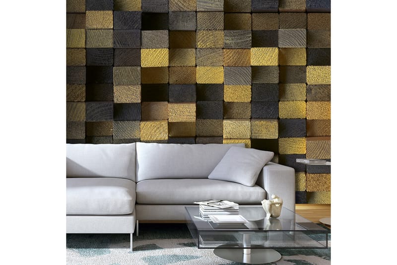 FOTOTAPET Wooden Cubes 400x280 - Artgeist sp. z o. o. - Inredning & dekor - Väggdekor - Tapeter & tapettillbehör - Fototapeter