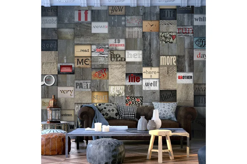 Fototapet Wooden Inscription 50x1000, Artgeist sp. z o. o.