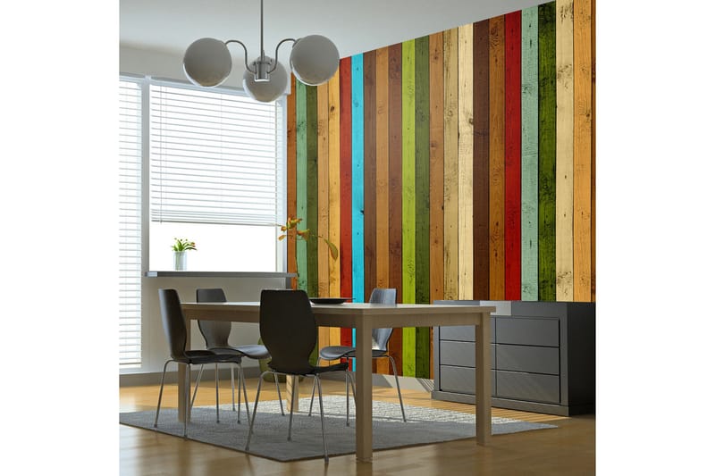 Fototapet Wooden Rainbow 300x231 - Artgeist sp. z o. o. - Inredning & dekor - Väggdekor - Tapeter & tapettillbehör - Fototapeter