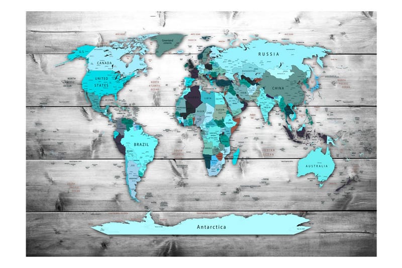 Fototapet World Map Blue Continents 200x140 - Artgeist sp. z o. o. - Inredning & dekor - Väggdekor - Tapeter & tapettillbehör - Fototapeter