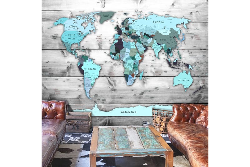 FOTOTAPET World Map Blue Continents 400x280 - Artgeist sp. z o. o. - Inredning & dekor - Väggdekor - Tapeter & tapettillbehör - Fototapeter