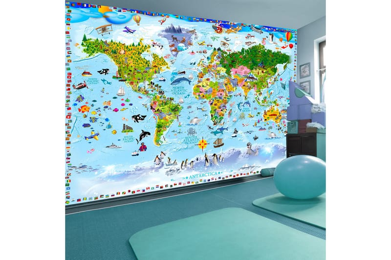 FOTOTAPET World Map For Kids 300x210 - Artgeist sp. z o. o. - Inredning & dekor - Väggdekor - Tapeter & tapettillbehör - Fototapeter