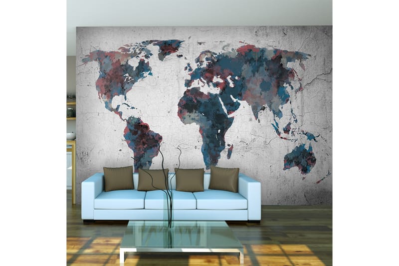 Fototapet World Map On The Wall 300x231, Artgeist sp. z o. o.