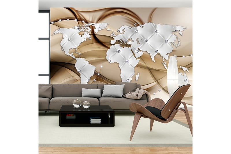 FOTOTAPET World Map White & Diamonds 300x210 - Artgeist sp. z o. o. - Inredning & dekor - Väggdekor - Tapeter & tapettillbehör - Fototapeter
