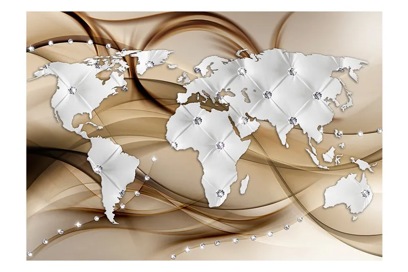 Fototapet World Map White & Diamonds 400x280 - Artgeist sp. z o. o. - Inredning & dekor - Väggdekor - Tapeter & tapettillbehör - Fototapeter