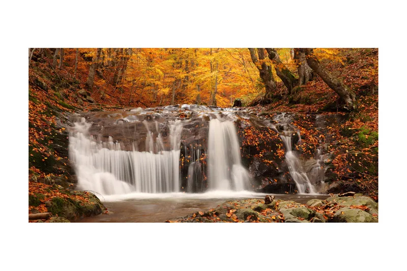 Fototapet XXL Autumn Landscape Waterfall In Forest 550x270 - Artgeist sp. z o. o. - Inredning & dekor - Väggdekor - Tapeter & tapettillbehör - Fototapeter