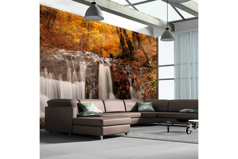 Fototapet XXL Autumn Landscape Waterfall In Forest 550x270, Artgeist sp. z o. o.