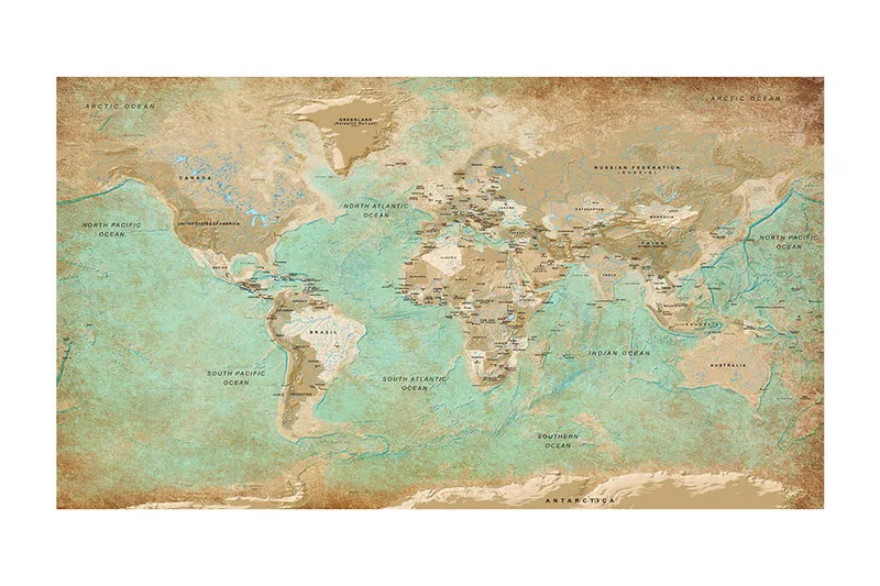 Fototapet XXL Turquoise World Map II 500x280 - Artgeist sp. z o. o. - Inredning & dekor - Väggdekor - Tapeter & tapettillbehör - Fototapeter