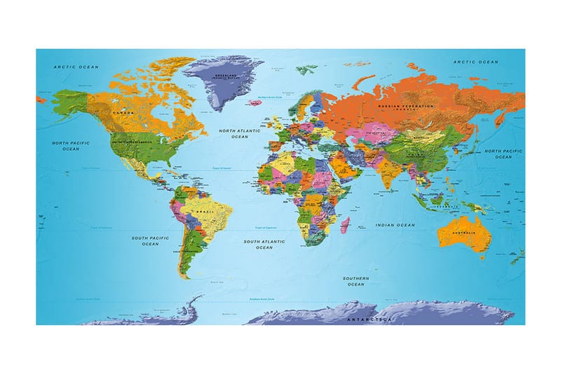 FOTOTAPET XXL World Map Colourful Geography II 500x280 - Artgeist sp. z o. o. - Inredning & dekor - Väggdekor - Tapeter & tapettillbehör - Fototapeter