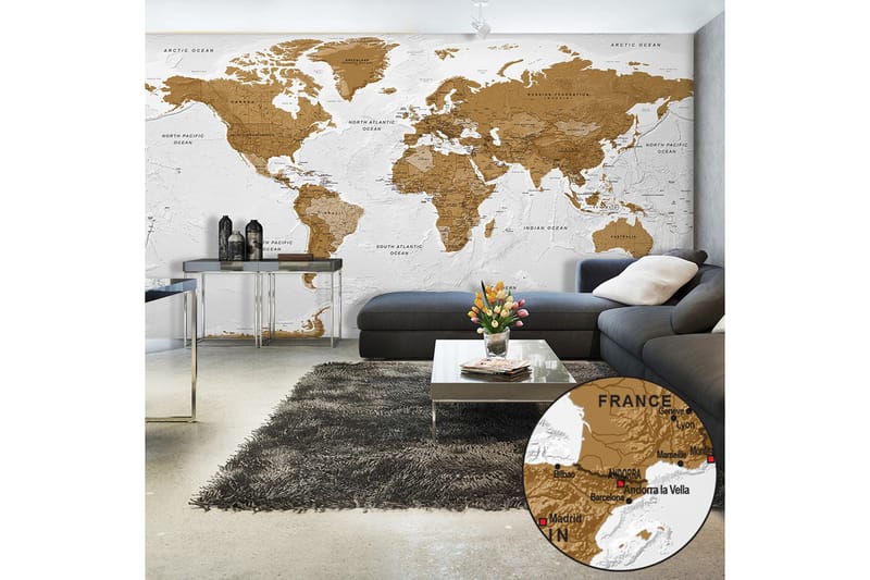 FOTOTAPET XXL World Map White Oceans II 500x280 - Artgeist sp. z o. o. - Inredning & dekor - Väggdekor - Tapeter & tapettillbehör - Fototapeter