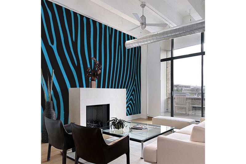 FOTOTAPET Zebra Mönster Turkos 350x270 - Artgeist sp. z o. o. - Inredning & dekor - Väggdekor - Tapeter & tapettillbehör - Fototapeter