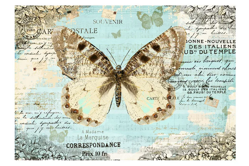 FOTOTAPET Postcard With Butterfly 150x105, Artgeist sp. z o. o.