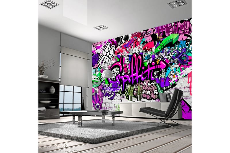 FOTOTAPET Purple Graffiti 300x210 - Artgeist sp. z o. o. - Inredning & dekor - Väggdekor - Tapeter & tapettillbehör - Fototapeter