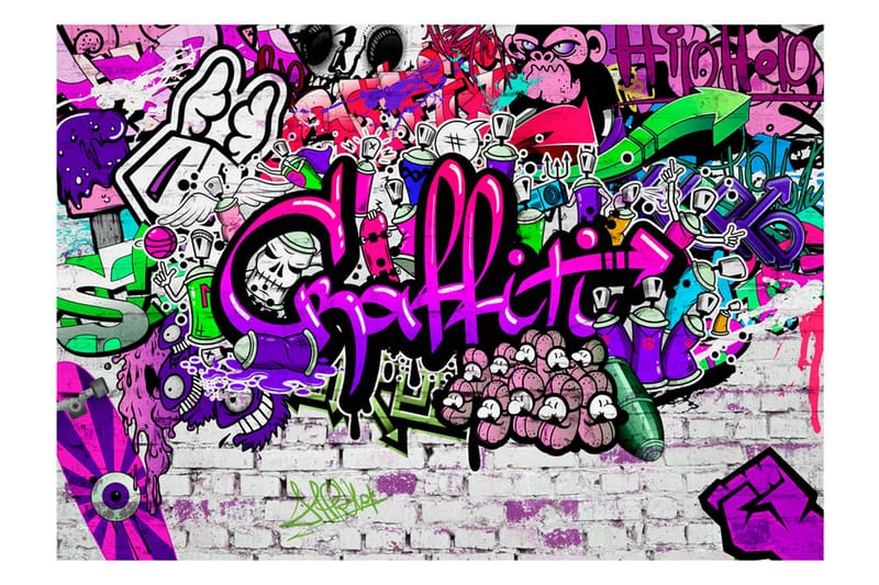 FOTOTAPET Purple Graffiti 300x210 - Artgeist sp. z o. o. - Inredning & dekor - Väggdekor - Tapeter & tapettillbehör - Fototapeter