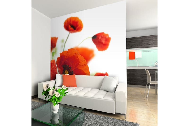 FOTOTAPET Poppies On The Wihite Background 300x231, Artgeist sp. z o. o.