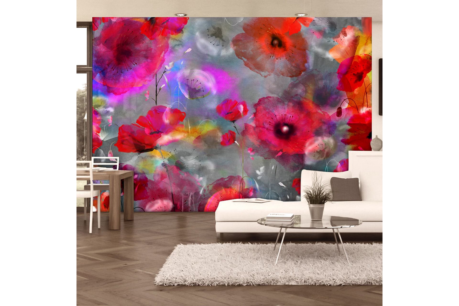 FOTOTAPET Painted Poppies 200x140 - Artgeist sp. z o. o. - Inredning & dekor - Väggdekor - Tapeter & tapettillbehör - Fototapeter