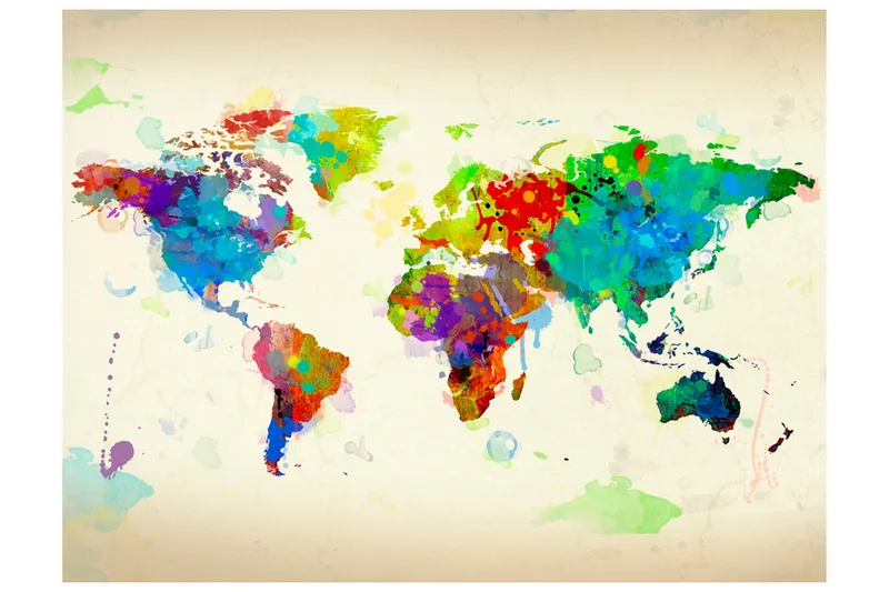 Fototapet Paint Splashes Map Of The World 250x193 - Artgeist sp. z o. o. - Inredning & dekor - Väggdekor - Tapeter & tapettillbehör - Fototapeter