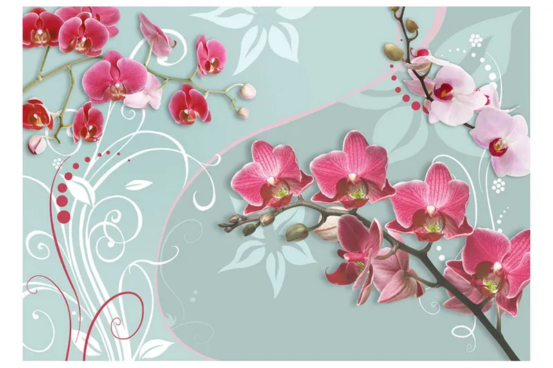 Fototapet Pink Orchids Variation II 150x105 - Artgeist sp. z o. o. - Inredning & dekor - Väggdekor - Tapeter & tapettillbehör - Fototapeter
