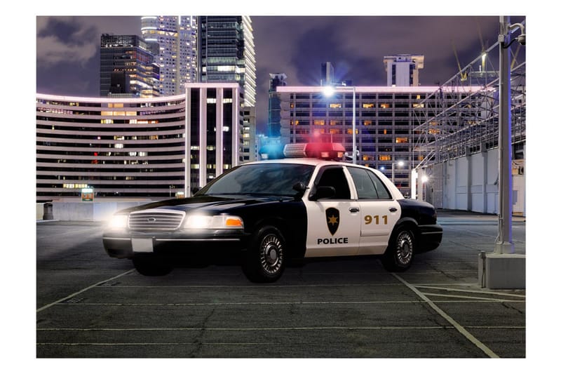 Fototapet Police Car 300x210 - Artgeist sp. z o. o. - Inredning & dekor - Väggdekor - Tapeter & tapettillbehör - Fototapeter