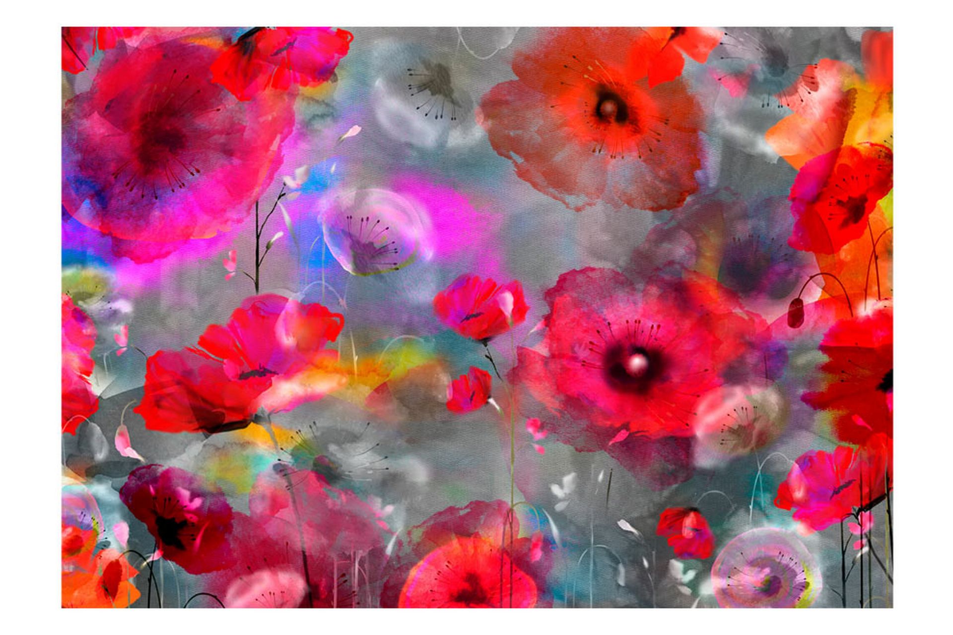 FOTOTAPET Painted Poppies 200x140 - Artgeist sp. z o. o. - Inredning & dekor - Väggdekor - Tapeter & tapettillbehör - Fototapeter