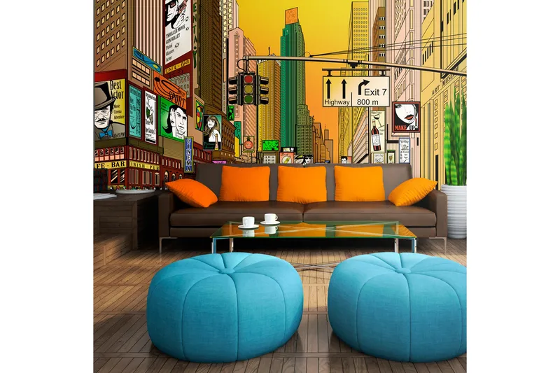 Fototapet Pulserande Stad NY 450x270 - Artgeist sp. z o. o. - Inredning & dekor - Väggdekor - Tapeter & tapettillbehör - Fototapeter