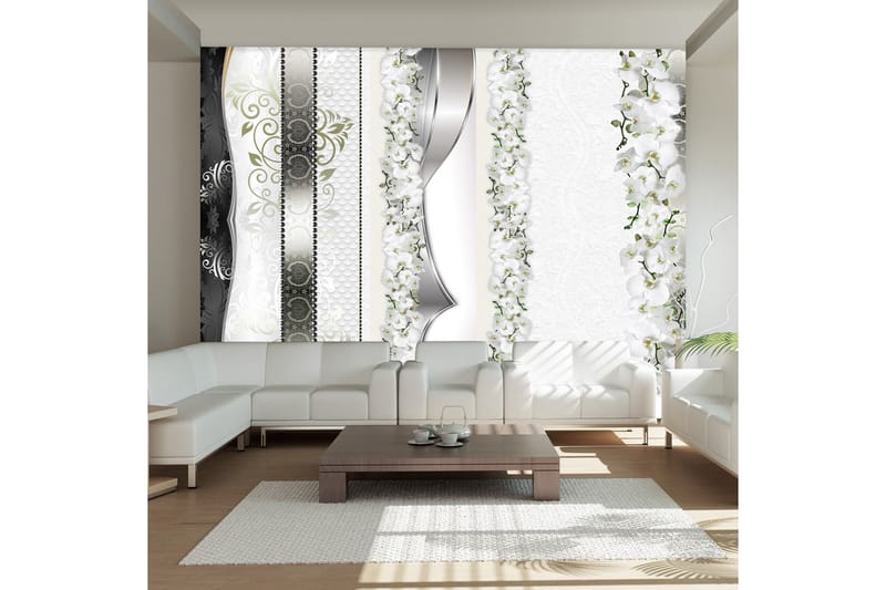 FOTOTAPET Parade Of Orchids In Shades Of Gray 200x140 - Artgeist sp. z o. o. - Inredning & dekor - Väggdekor - Tapeter & tapettillbehör - Fototapeter