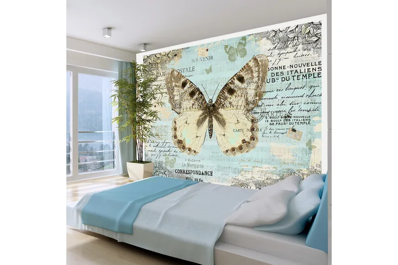 Fototapet Postcard With Butterfly 400x280 - Artgeist sp. z o. o. - Inredning & dekor - Väggdekor - Tapeter & tapettillbehör - Fototapeter