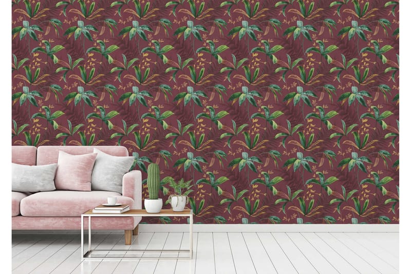 Jungle Tapet Jungle Chic Ovävd Röd - Mönstrade tapeter - Furniturebox