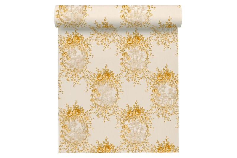 Blommig Tapet Château Ovävd Guld Beige - AS Creation - Inredning & dekor - Väggdekor - Tapeter & tapettillbehör - Mönstrade tapeter