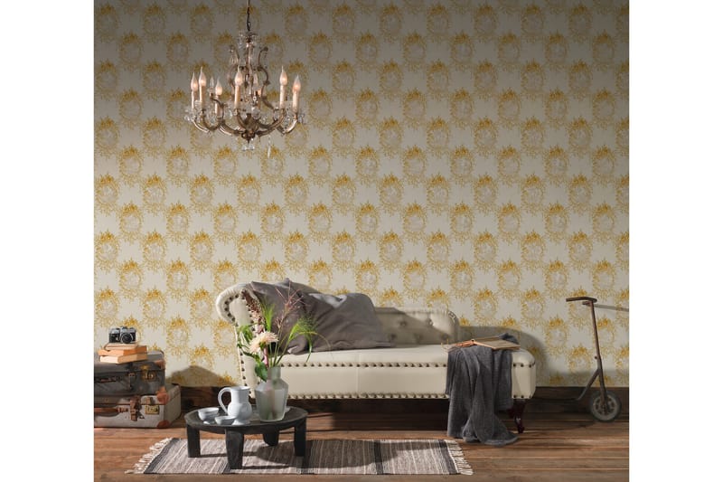 Blommig Tapet Château Ovävd Guld Beige - AS Creation - Inredning & dekor - Väggdekor - Tapeter & tapettillbehör - Mönstrade tapeter