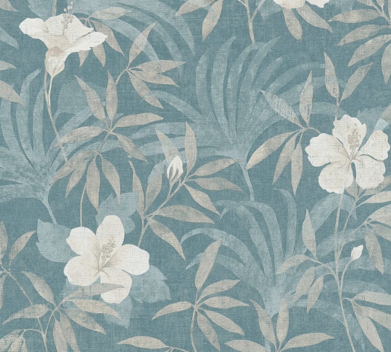 Blommig Tapet Cuba Ovävd Beige Blå - AS Creation - Inredning & dekor - Väggdekor - Tapeter & tapettillbehör - Mönstrade tapeter