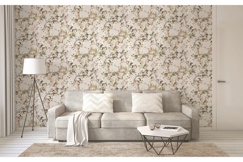 Blommig Tapet Dream Again Ovävd Beige - AS Creation - Inredning & dekor - Väggdekor - Tapeter & tapettillbehör - Mönstrade tapeter