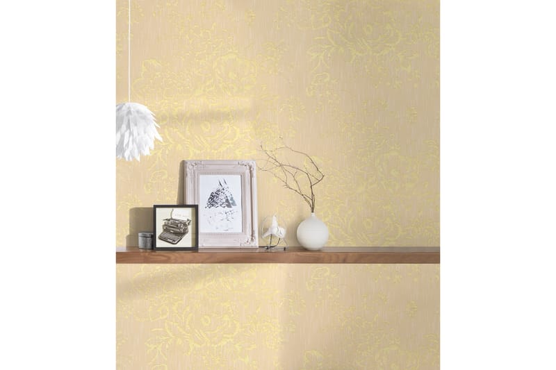 Blommig Tapet Metallic Silk Ovävd Guld - AS Creation - Inredning & dekor - Väggdekor - Tapeter & tapettillbehör - Mönstrade tapeter