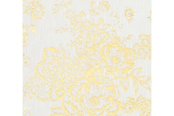 Blommig Tapet Metallic Silk Ovävd Guld