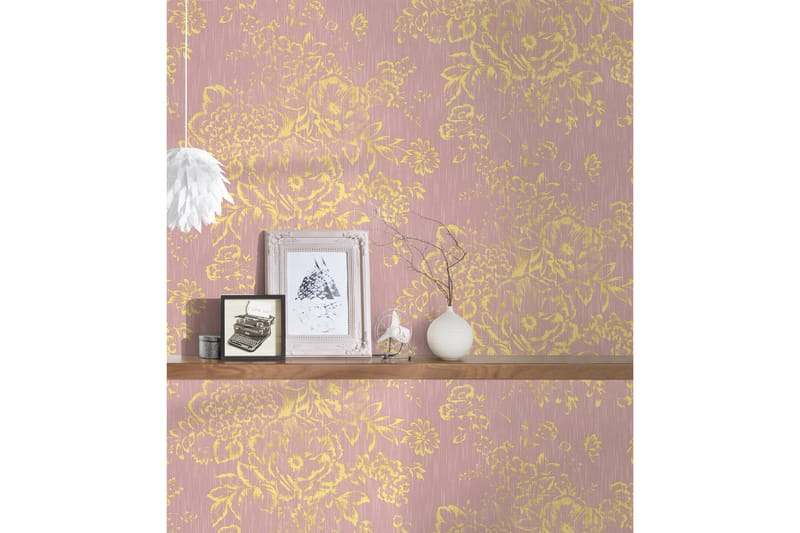 Blommig Tapet Metallic Silk Ovävd Guld - AS Creation - Inredning & dekor - Väggdekor - Tapeter & tapettillbehör - Mönstrade tapeter
