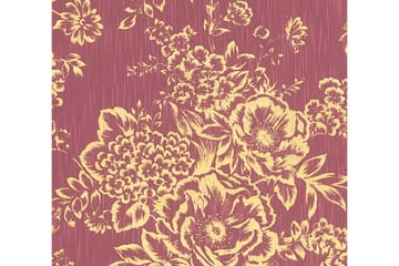 Blommig Tapet Metallic Silk Ovävd Guld