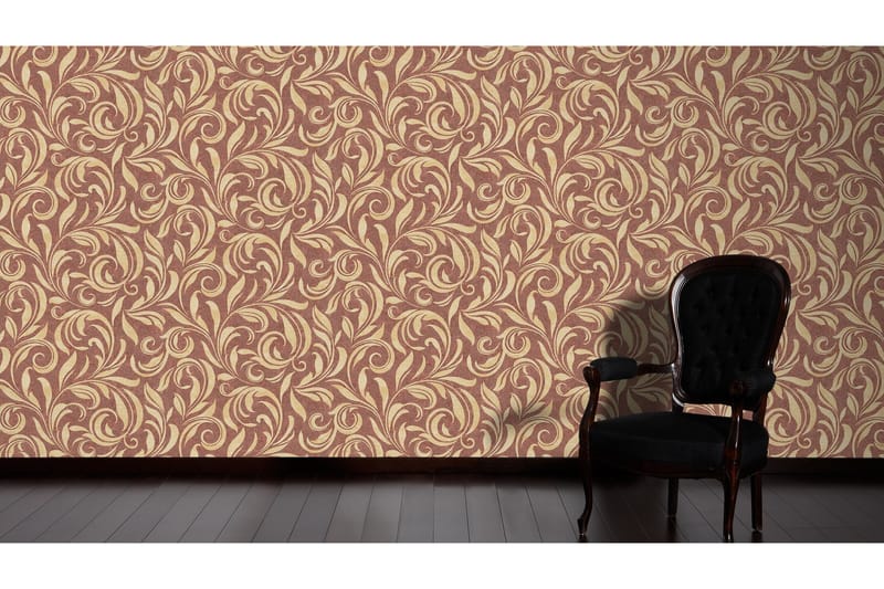Blommig Tapet Nobile Ovävd Röd Guld Beige - AS Creation - Inredning & dekor - Väggdekor - Tapeter & tapettillbehör - Mönstrade tapeter